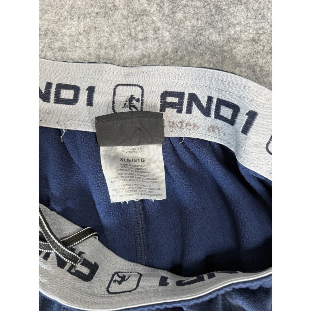 AND1 Mens XL Tech Fleece Sweatpants Navy Blue Joggers Zip Pocket Adjustable Hem - Picture 11 of 11